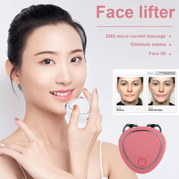 Electric Facial Massager & Face Lifting Roller – Dual Metal Ball Vibrating Skin Massage Tool for Face & Jawline