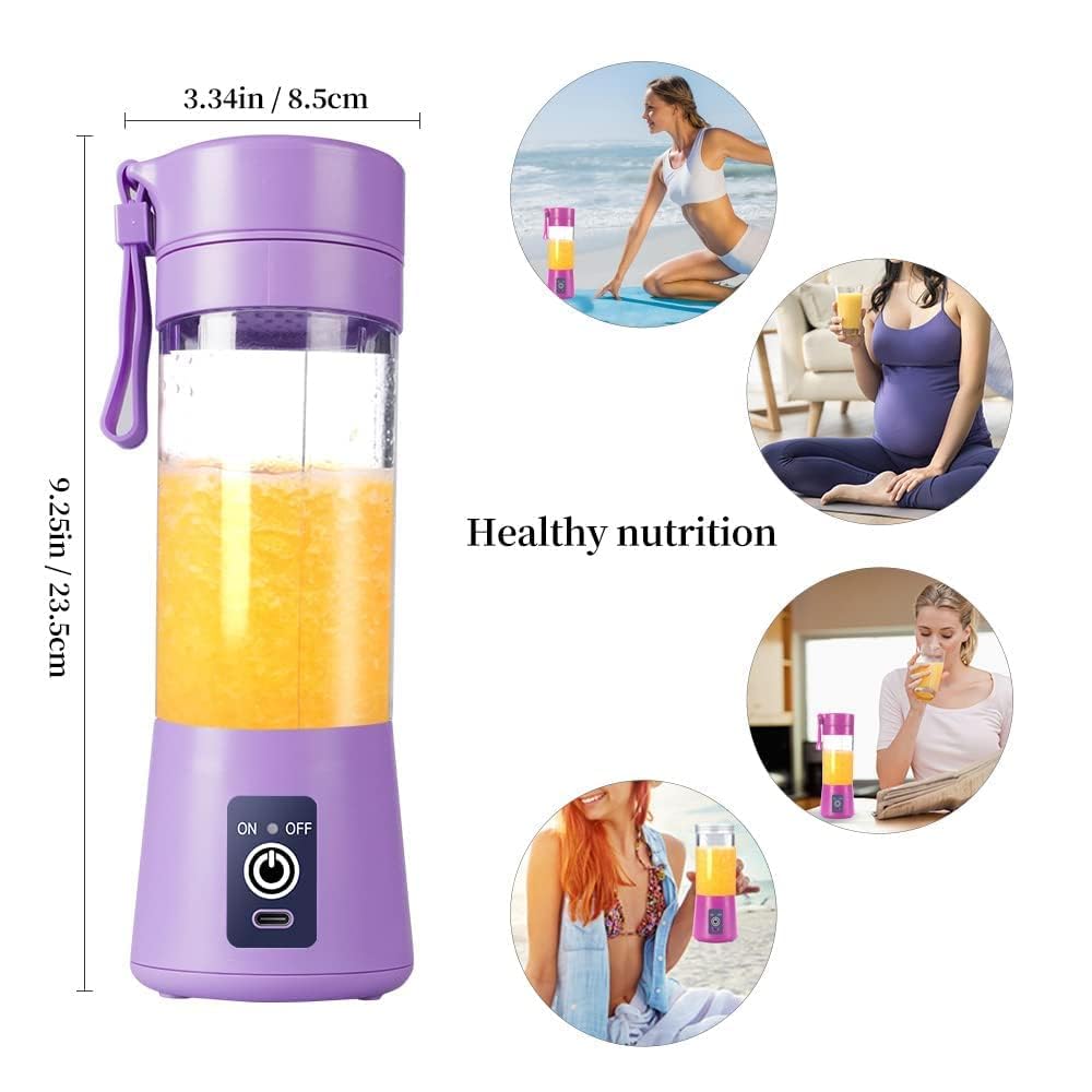 HUPLA Portable USB Rechargeable Juicer Blender 380ml | 6 Stainless Steel Blade Mini Fruit Blender with 1200mAh Battery for Smoothies, Shakes & Juices