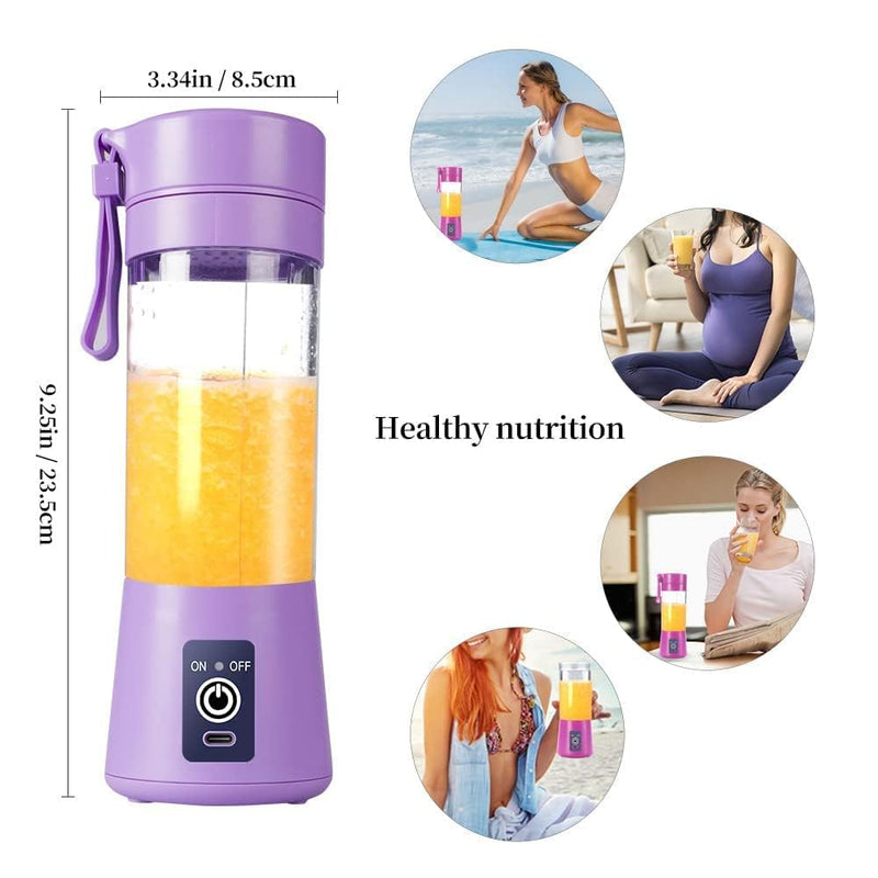 HUPLA Portable USB Rechargeable Juicer Blender 380ml | 6 Stainless Steel Blade Mini Fruit Blender with 1200mAh Battery for Smoothies, Shakes & Juices