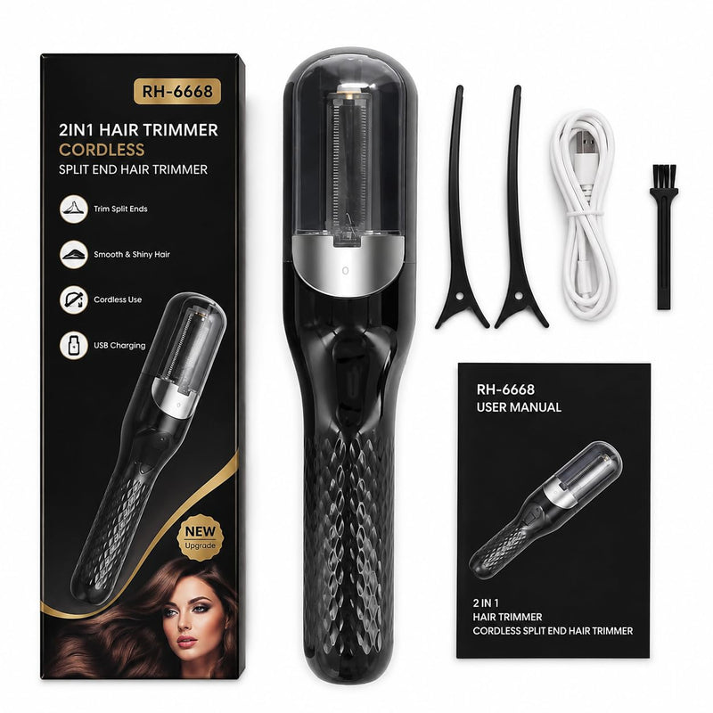 2-in-1 Cordless Split End Hair Trimmer | Rechargeable Hair Trimmer for Removing Split Ends | Portable USB Hair Care Tool for Women