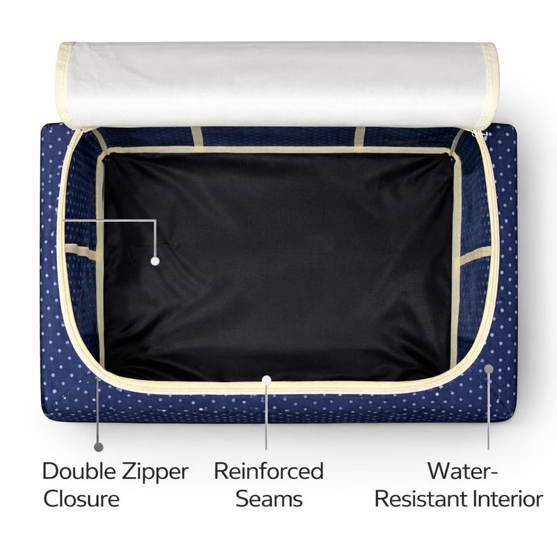 44L Foldable Clothes Storage Bag with Transparent Window – Large Capacity Wardrobe Organizer for Blankets, Bedding, Clothes & Home Storage