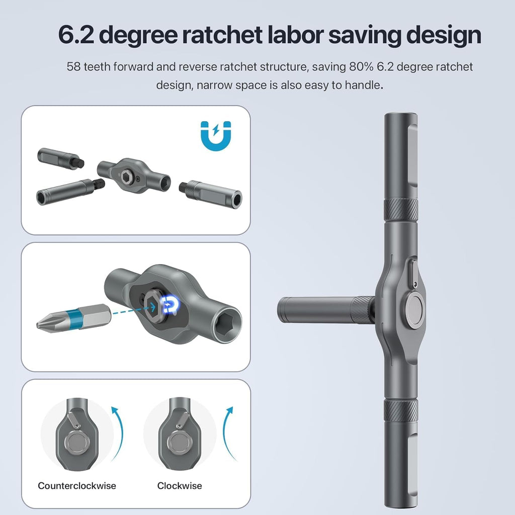 HUPLA 24-in-1 Precision T-Handle Ratchet Screwdriver Set | Magnetic Repair Tool Kit | Magnetic Multi-Bit Repair Tool Kit with Storage Case | Professional Hand Tool for Electronics, PC, Laptop, Mobile, Bicycle & Home Repair