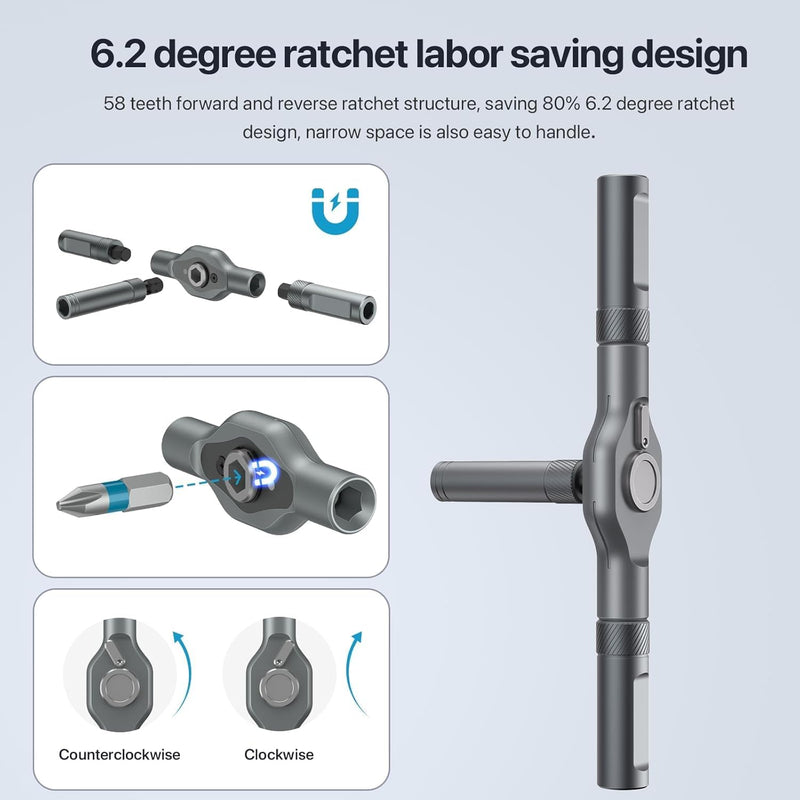HUPLA 24-in-1 Precision T-Handle Ratchet Screwdriver Set | Magnetic Repair Tool Kit | Magnetic Multi-Bit Repair Tool Kit with Storage Case | Professional Hand Tool for Electronics, PC, Laptop, Mobile, Bicycle & Home Repair