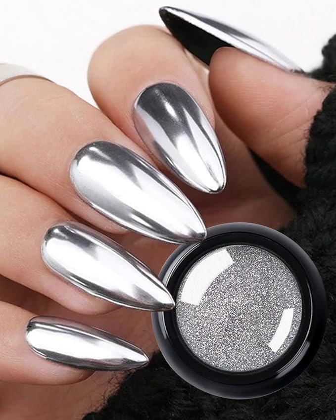 HUPLA 1 Pcs (Silver) Metallic Chrome Nail Powder | Mirror Effect Nail Art Pigment Powder –Silver