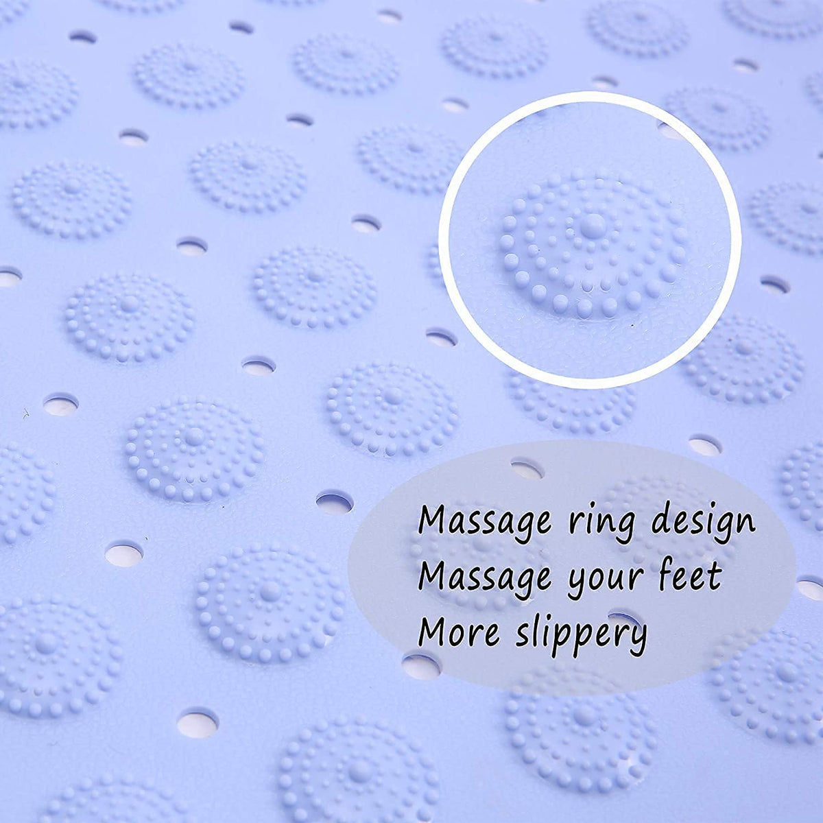 HUPLA Anti-Slip Bathroom Mat 100 × 40 cm | PVC Shower Mat with Suction Cups & Drainage Holes | Non-Slip Bath Mat for Bathroom, Shower & Bathtub – Blue