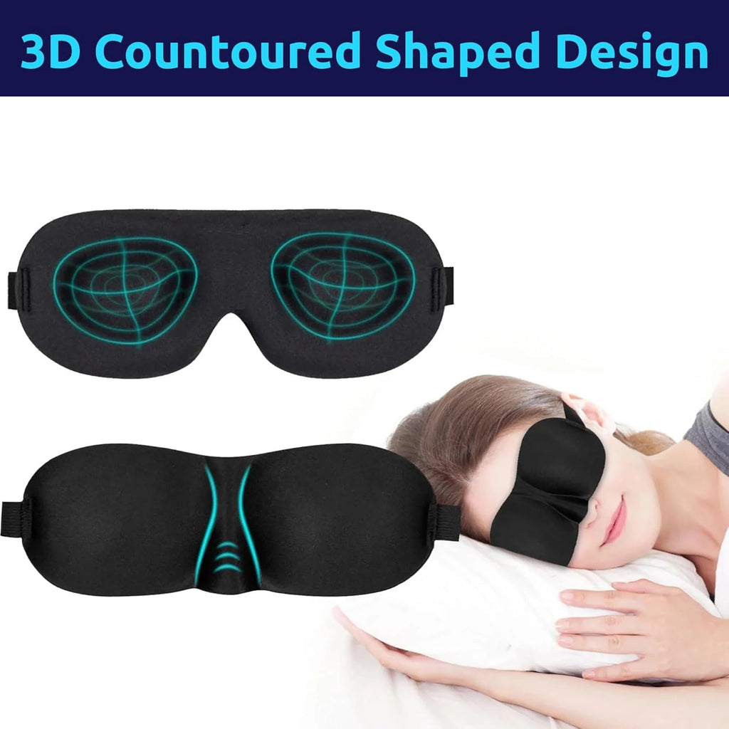 3D Contoured Blackout Sleep Eye Mask – Light Blocking Sleeping Mask with Adjustable Elastic Strap for Men & Women