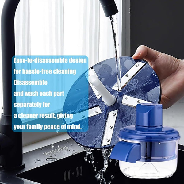 HUPLA Manual Fruit & Vegetable Chopper with Transparent Container | Hand-Operated Food Cutter for Grapes, Cherry Tomatoes & Small Vegetables | Compact Kitchen Gadget – Blue