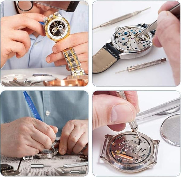 HUPLA Professional Watch Repair Tool Kit | Watch Battery Replacement, Strap Adjustment & Link Removal Tools | Watchmaker Maintenance Kit with Case Opener, Tweezers & Screwdrivers