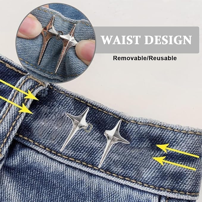 Star Shape Jeans Waist Button – Decorative Adjustable Waist Button for Jeans, Pants & Skirts | Pack of 2