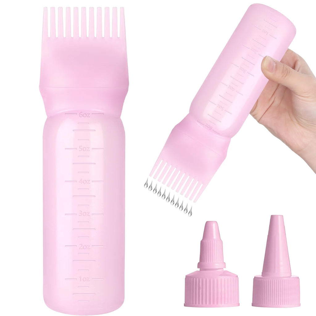 Hair Oil Applicator Bottle with Comb Nozzle – 17cm Scalp Massager & Hair Dye Applicator Bottle for Easy Hair Care