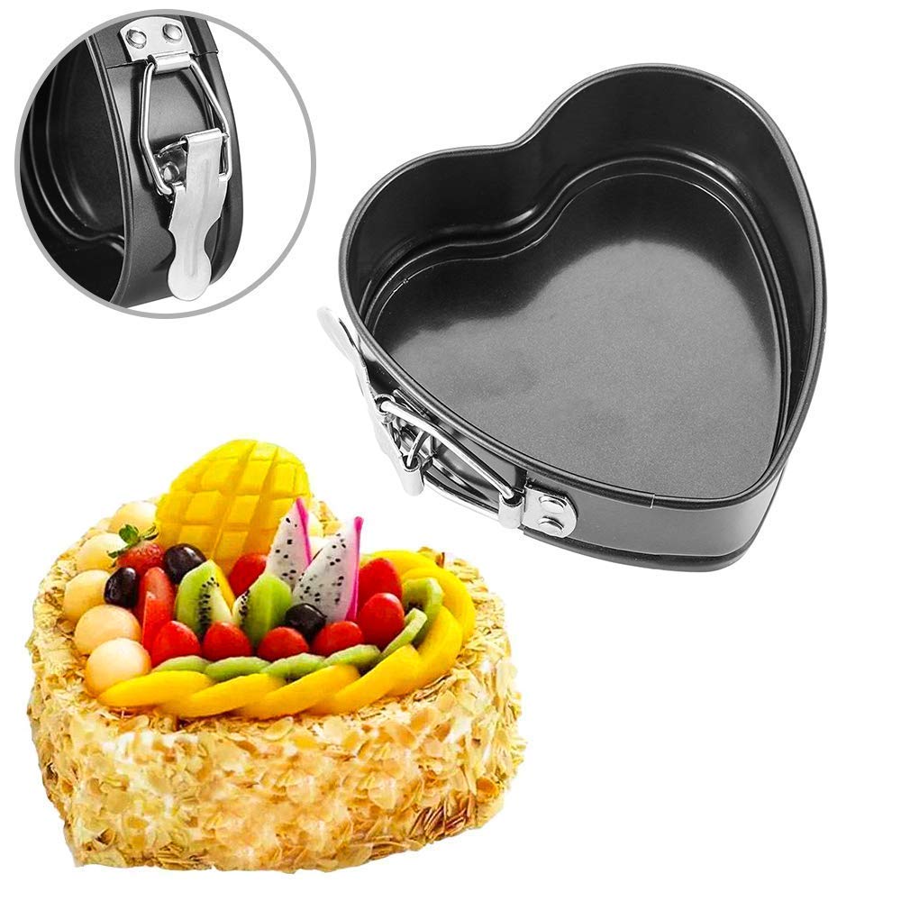 3-Piece Non-Stick Springform Cake Mould Set – Heart, Round & Square Baking Pans for Cakes, Cheesecakes & Desserts