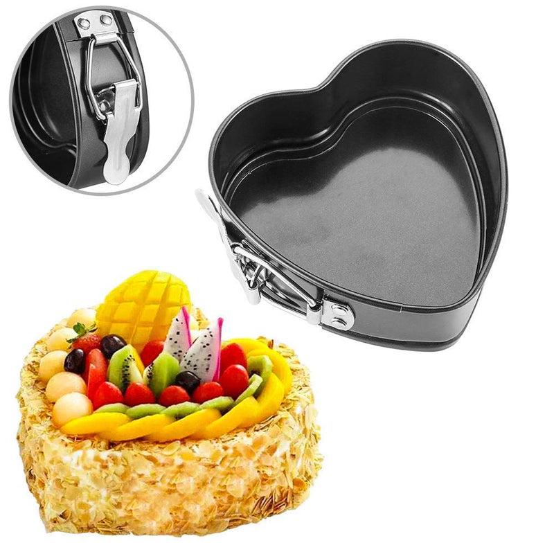 3-Piece Non-Stick Springform Cake Mould Set – Heart, Round & Square Baking Pans for Cakes, Cheesecakes & Desserts