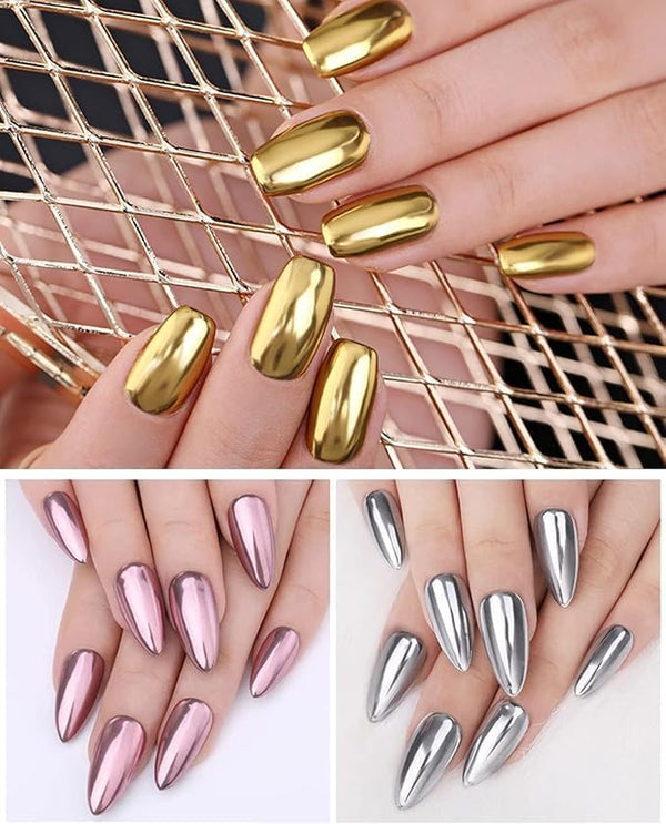 HUPLA 1 Pcs (Silver) Metallic Chrome Nail Powder | Mirror Effect Nail Art Pigment Powder –Silver
