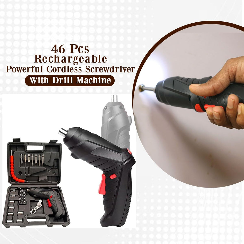 Cordless Electric Screwdriver Set | Rechargeable Portable Power Screwdriver with LED Light & USB Charging