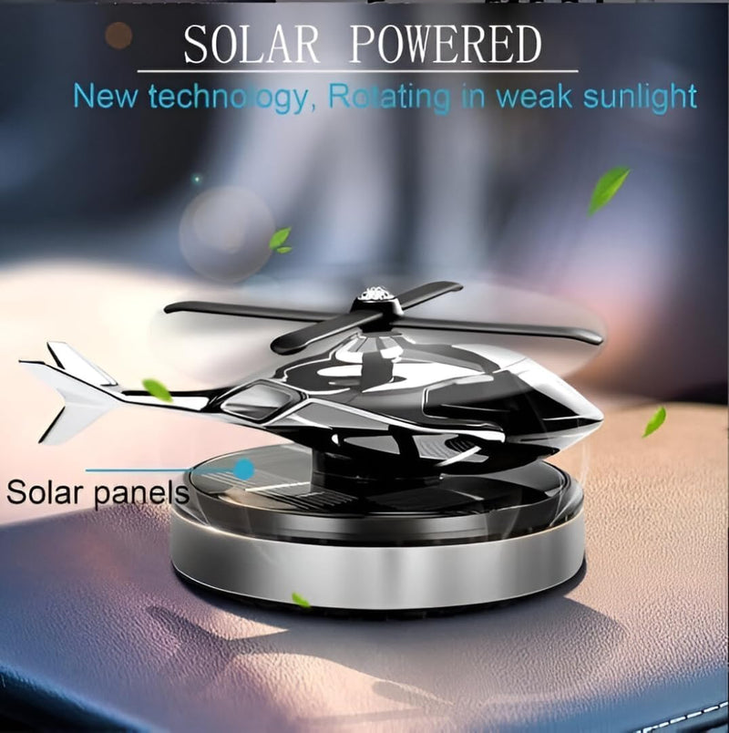 HUPLA Solar Powered Rotating Helicopter Car Dashboard Air Freshener | 360° Spinning Aromatherapy Diffuser | Luxury Car Interior Perfume Decoration