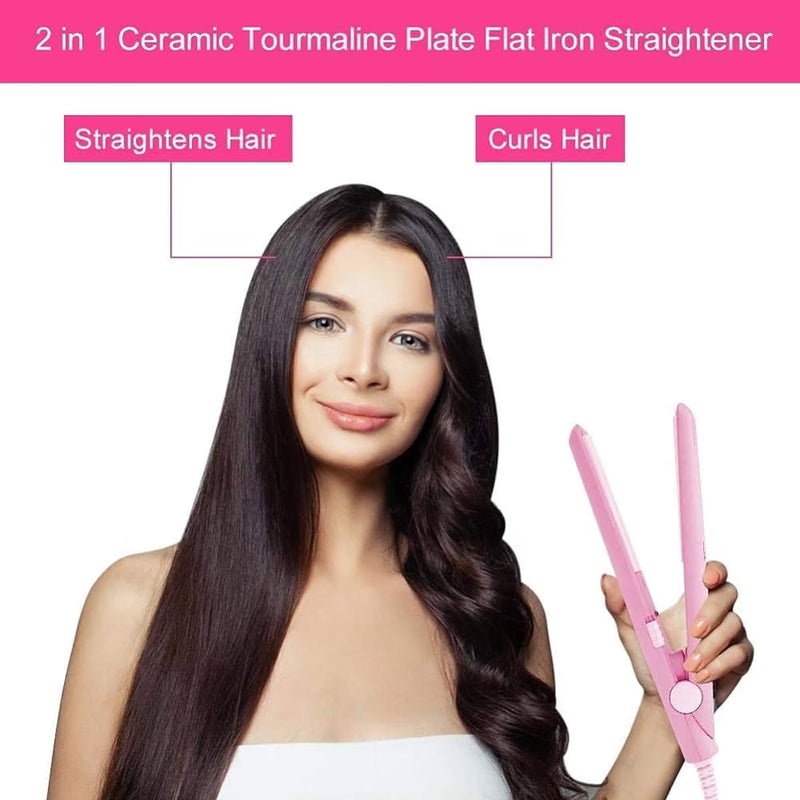 Mini Hair Straightener for Women – Compact Electric Hair Straightening & Styling Iron with Ceramic Plates