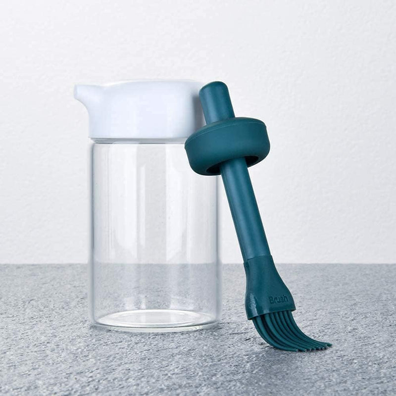 HUPLA Cooking Oil Dispenser Bottle with Silicone Basting Brush | Refillable Oil Brush Container for Cooking, BBQ, Baking & Kitchen Use – 1 Pc