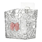 HUPLA Transparent Tissue Box Holder with Pink Bow | Crystal Look Decorative Tissue Paper Organizer with Textured Design for Living Room, Bedroom, Bathroom & Dressing Table – 1 Pc
