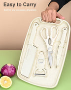 HUPLA 5-in-1 Kitchen Knife & Cutting Board Set with Scissors & Peeler | Multipurpose Cooking Tool Kit with Stainless Steel Knife, Cleaver, Kitchen Scissors, Peeler & Storage Board