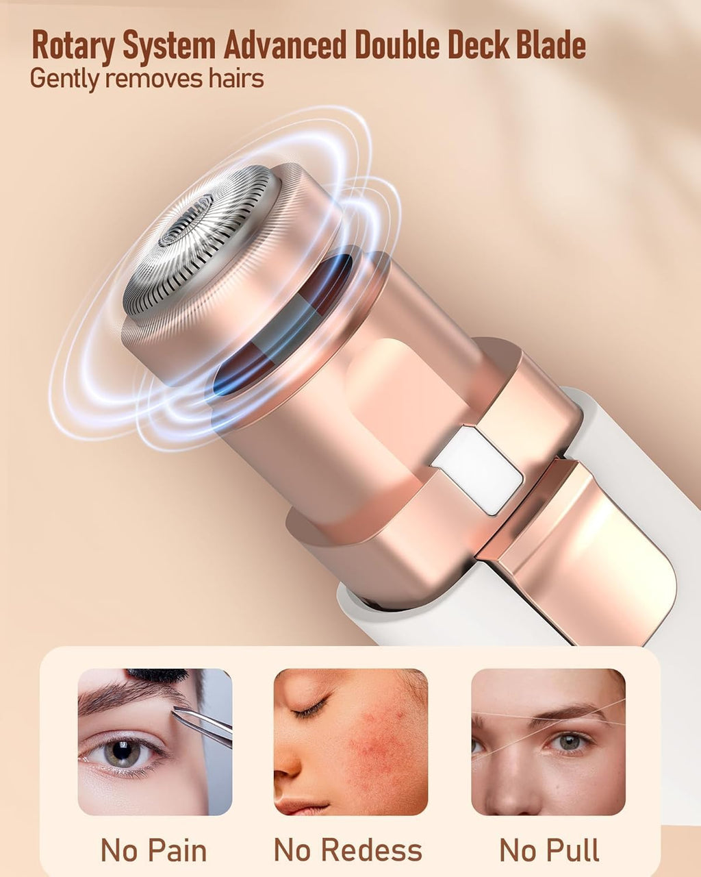 Portable Facial Hair Remover for Women | Painless Electric Face Hair Trimmer | Rechargeable Eyebrow & Upper Lip Hair Remover