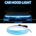 Car Front Grille LED Light Bar – Stylish Blue Illuminated DRL Strip for Automotive Exterior Styling