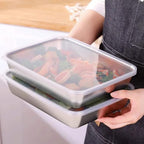 HUPLA Rectangular Stainless Steel Food Storage Container with Transparent Lid | Reusable Kitchen Storage Box for Salads, Fruits, Meals & Leftovers | Multipurpose Food Container – Silver