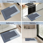 Square Grey Bathroom Mat 40 × 60 cm – Soft Absorbent Anti-Slip Quick-Dry Bath Mat for Bathroom, Shower & Home