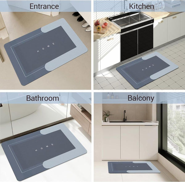 Square Grey Bathroom Mat 40 × 60 cm – Soft Absorbent Anti-Slip Quick-Dry Bath Mat for Bathroom, Shower & Home