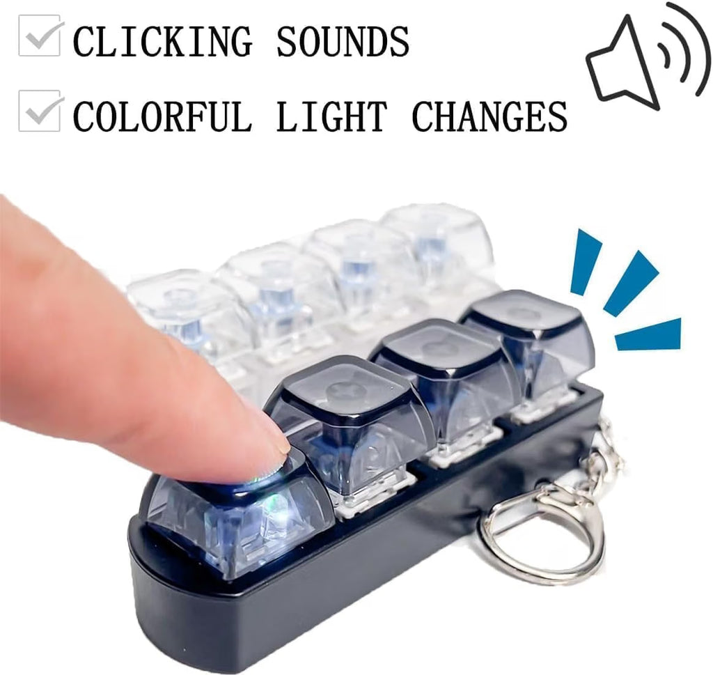 Mini 4-Key Mechanical Keyboard Keychain – Portable Keyboard Switch Keyring Fidget Toy | 1 Pc