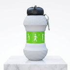 HUPLA Golf Ball Design Sports Water Bottle with Carabiner Clip | Portable Reusable Drinking Bottle with Textured Golf Ball Pattern for Golf, Gym, Travel & Outdoor Activities – White & Green