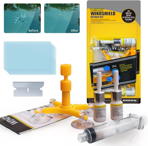 DIY Windshield Crack & Chip Repair Kit – Car Glass Repair Resin Tool Set for Minor Windshield Damage