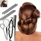 6-Piece Hair Styling Tool Set for Women – Hair Bun Maker, Hair Loop Tool, Sectioning Tool & Styling Comb