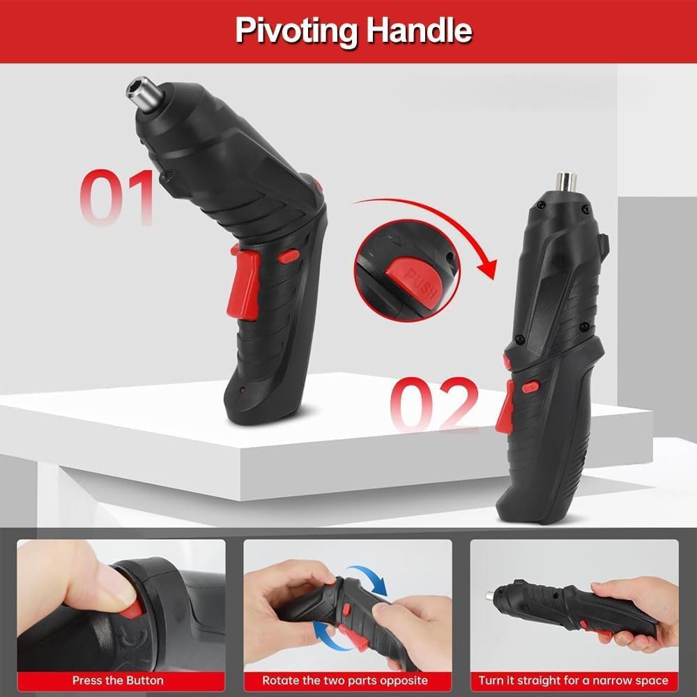Cordless Electric Screwdriver Set | Rechargeable Portable Power Screwdriver with LED Light & USB Charging