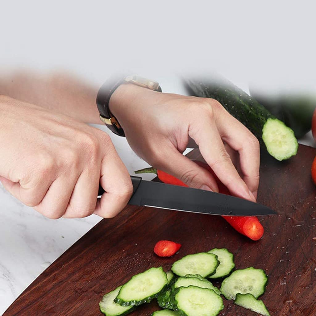 HUPLA 3-Piece Stainless Steel Kitchen Knife Set | Black Coated Cleaver, Chef Knife & Paring Knife with Ergonomic Non-Slip Handles | Multipurpose Vegetable, Fruit & Meat Cutting Knives
