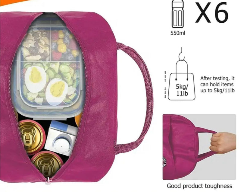 Compact Multi-Purpose Cosmetic & Lunch Bag for Women – Zipper Storage Organizer with Carry Handles