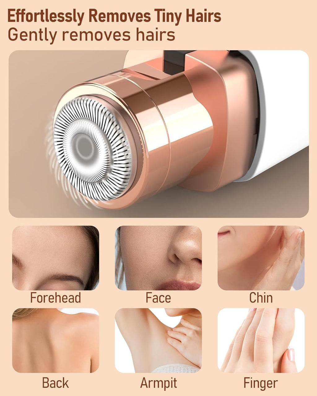 Portable Facial Hair Remover for Women | Painless Electric Face Hair Trimmer | Rechargeable Eyebrow & Upper Lip Hair Remover