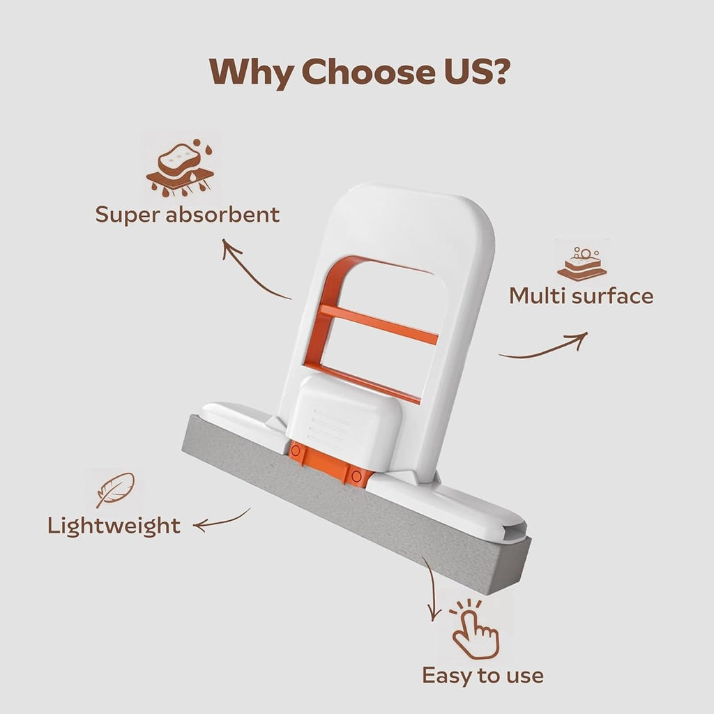 HUPLA Foldable Water Absorbing Cleaning Wiper | Multipurpose Sponge Squeegee for Kitchen, Bathroom & Glass