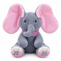 HUPLA Peek A Boo Elephant Soft Toy for Kids | Interactive Musical Plush Elephant with Moving Ears, Singing & Peekaboo Action | Battery Operated Baby Toy – Grey & Pink