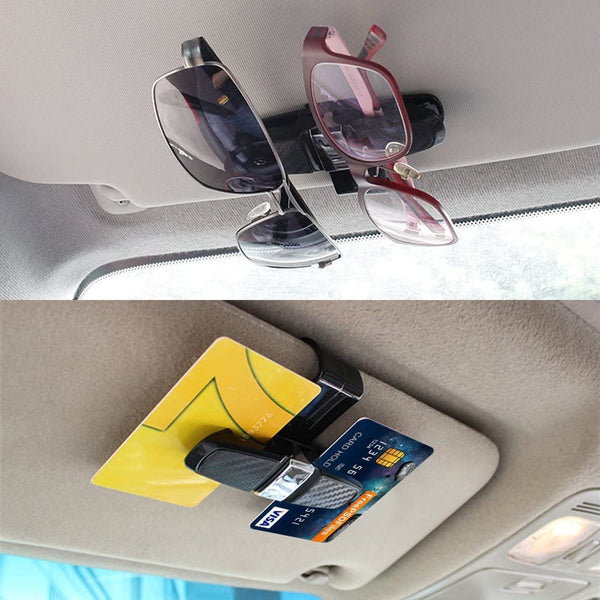 HUPLA Car Sun Visor Sunglasses Holder – 2-in-1 Glasses & Card Clip for Car
