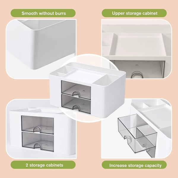 3-Tier Desktop Stationery Organizer with Pen Holder – Multi-Compartment Storage Box for Office, Study Table & Makeup