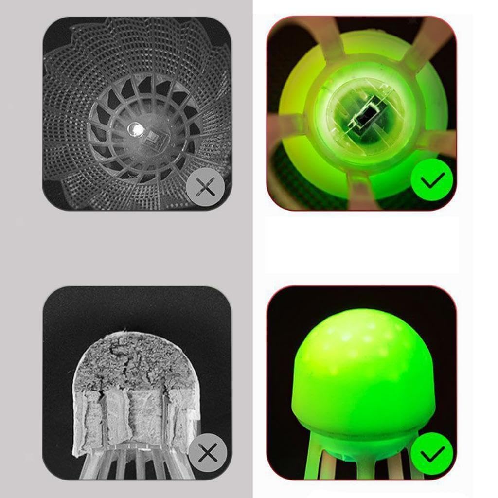 HUPLA LED Light-Up Badminton Shuttlecock | Glow in the Dark Style Shuttle for Night Playing | Colourful Plastic Badminton Birdie – 1 Pc