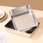 HUPLA Rectangular Stainless Steel Food Storage Container with Transparent Lid | Reusable Kitchen Storage Box for Salads, Fruits, Meals & Leftovers | Multipurpose Food Container – Silver