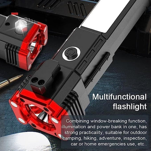 HUPLA Multi-Function Car Emergency Safety Tool | USB Rechargeable LED Light | Window Glass Breaker & Seat Belt Cutter | Vehicle Emergency Rescue Tool