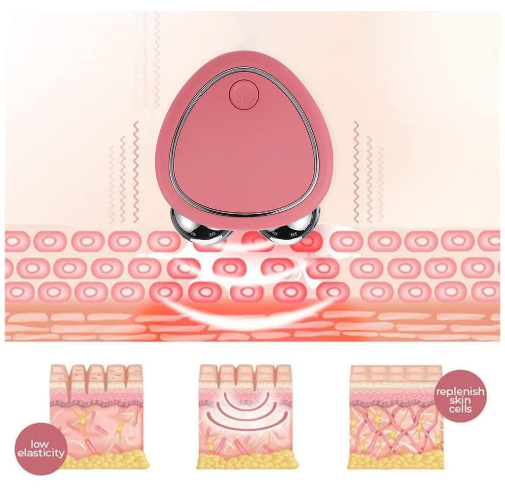 Electric Facial Massager & Face Lifting Roller – Dual Metal Ball Vibrating Skin Massage Tool for Face & Jawline