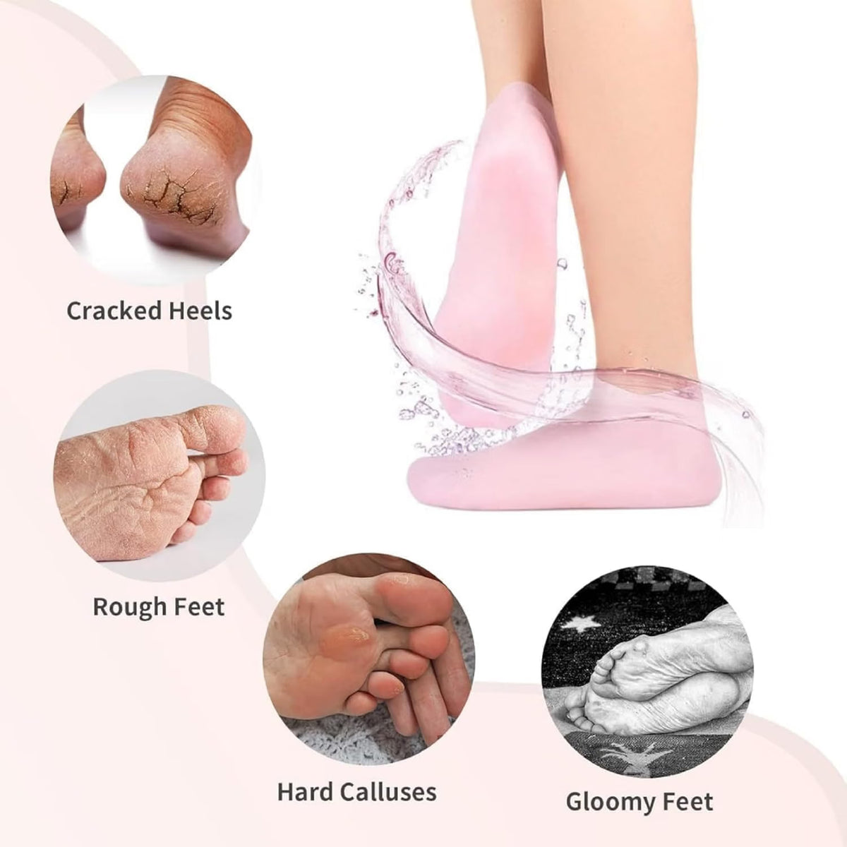 Silicone Moisturizing Foot Socks – Reusable Gel Heel Socks for Dry & Rough Feet Care