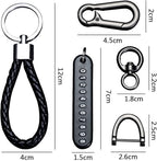 Leather Car Keychain with Phone Number Tag | Premium Metal Key Holder with Carabiner Clip Premium Leather Car Keychain with Phone Number Tag | Metal Car Key Holder