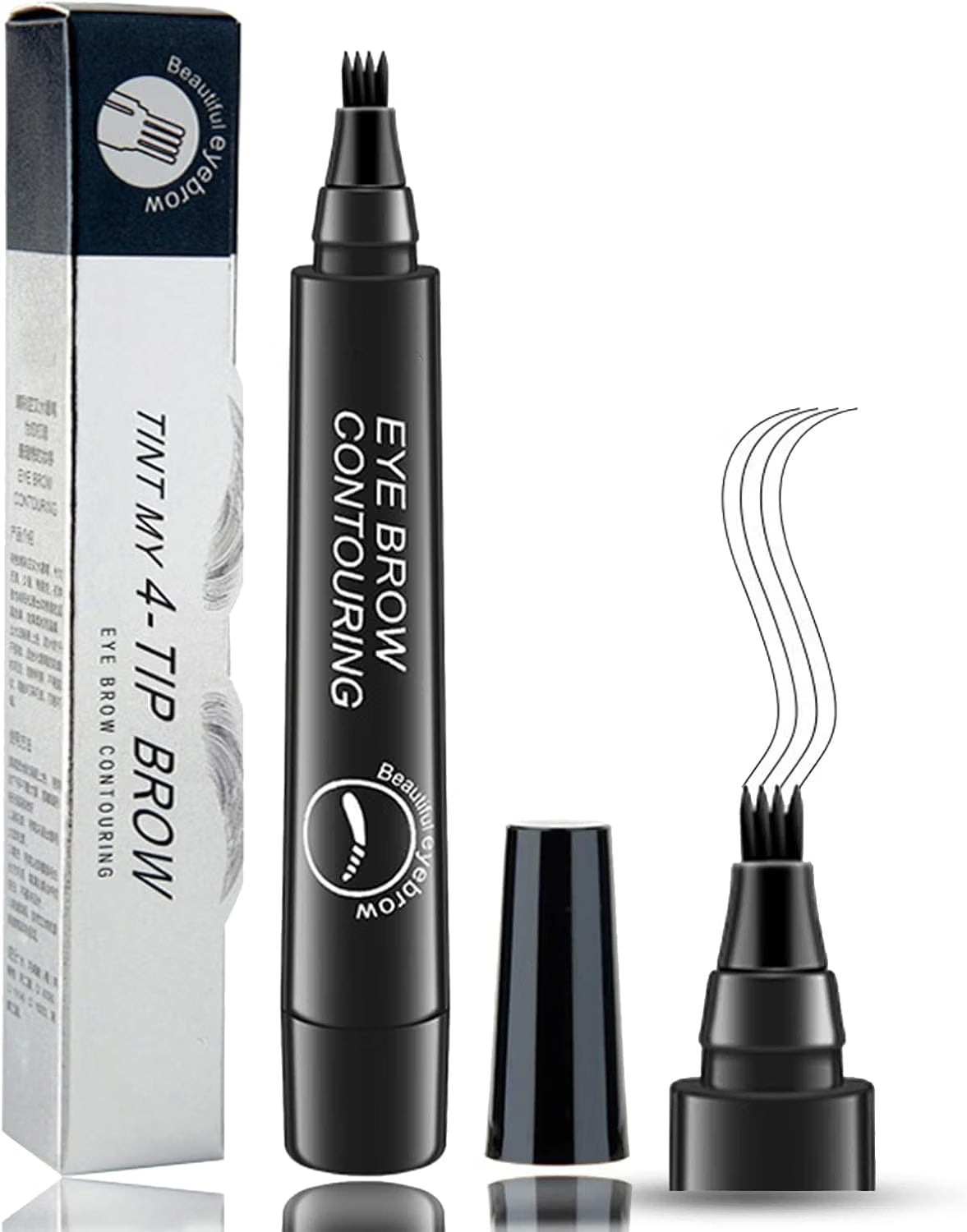 4-Tip Eyebrow Pen – Microblading Effect Brow Contouring Pen for Natural-Looking Eyebrow Definition