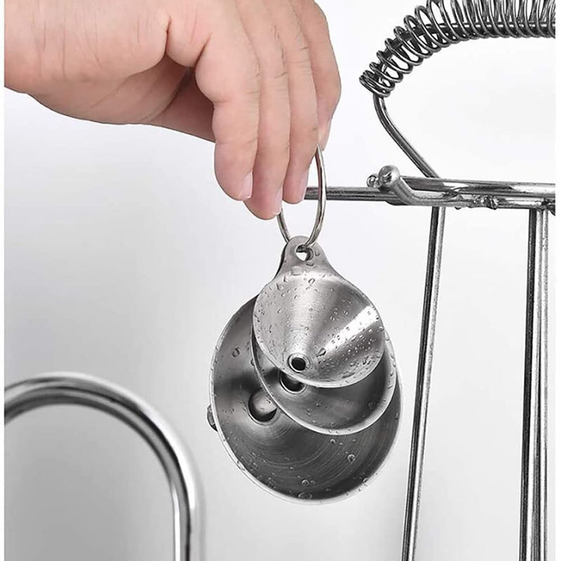 HUPLA Stainless Steel Kitchen Funnel Set | 3 Different Size Metal Funnels with Cleaning Brushes & Filter Strainer | Multipurpose Oil, Liquid & Dry Ingredient Transfer Funnels