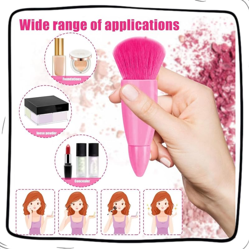 Portable Mini Makeup Brush Set with Mirror | Soft Cosmetic Brushes Kit for Foundation, Blush & Eye Makeup