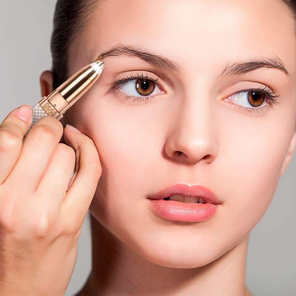 HUPLA 2-in-1 Rechargeable Hair Remover & Eyebrow Trimmer for Women | Face, Nose & Body Hair Removal | Painless Electric Facial Razor with LED Light